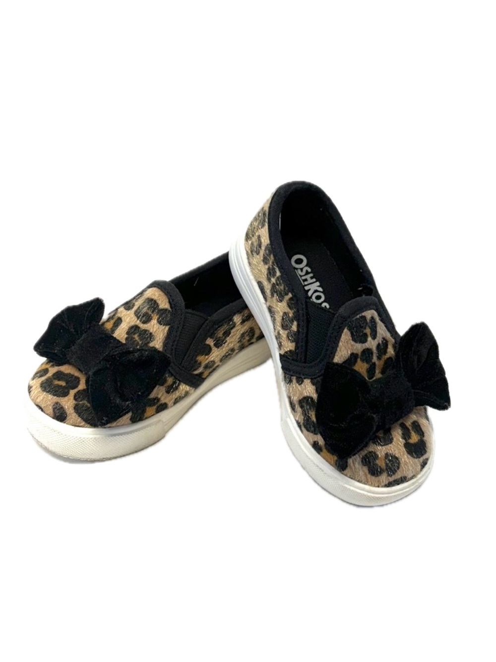 OshKosh B'gosh Leopard-Print Slip-On Sneakers with Black Bow Size 6